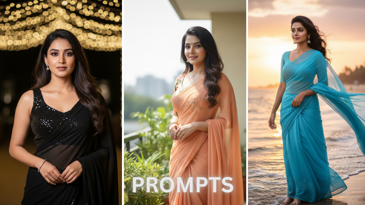 आधुनिक साड़ी के लिए 10 प्रेरणादायक जेमिनी एआई छवियाँ