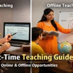 Part-time teaching guide showing online and offline teaching for school students, competitive exams, and languages